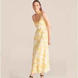 Rebecca Taylor Sunflower Ruched Long Dress Summer Vacation Resort Wedding